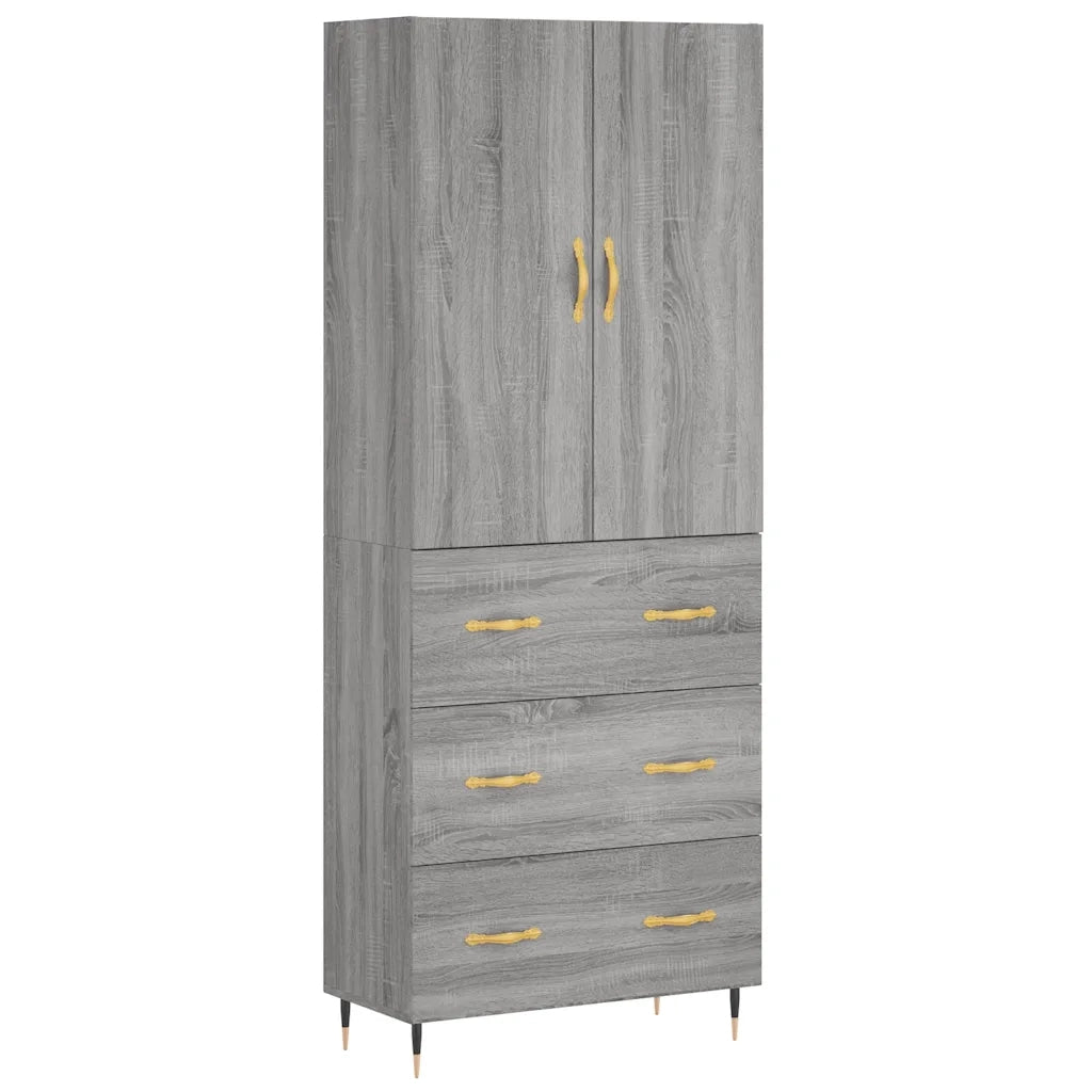 Credenza-Buffet-Armadio da cucina Grigio Sonoma 69,5x34x180 cm in Legno Multistrato 464605
