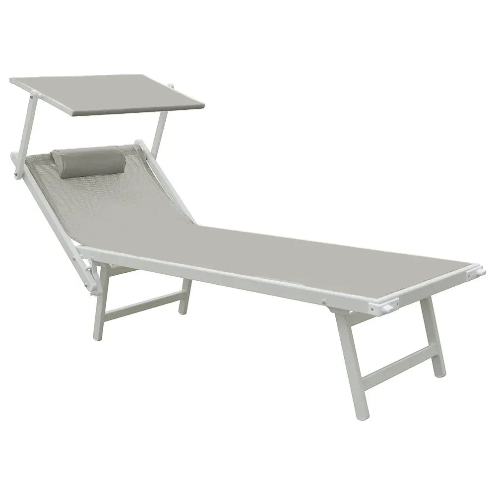 Tempo Style - Lettino Prendisole Grigio con Parasole e telaio bianco
