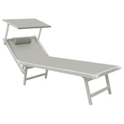 Tempo Style - Lettino Prendisole Grigio con Parasole e telaio bianco