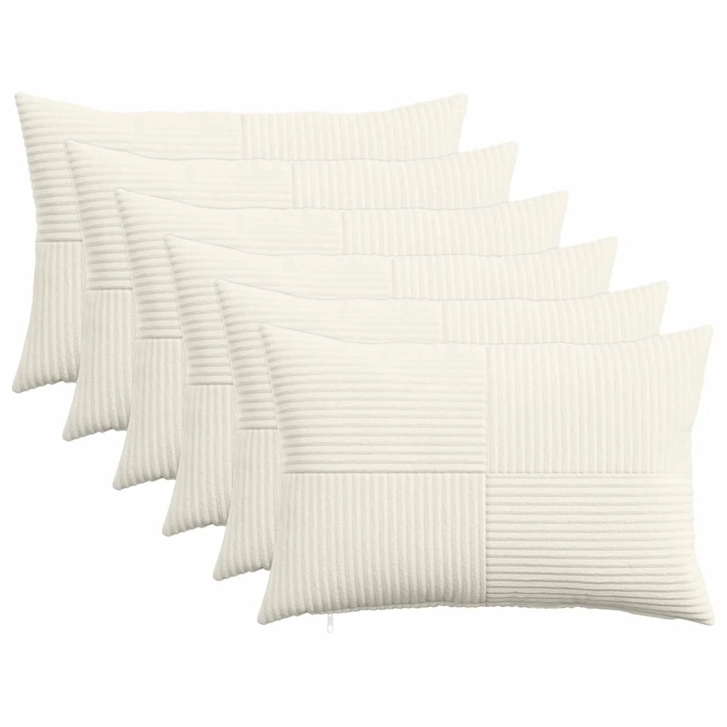 Federa 6 pcs ALMELO Crema 30 x 50 cm corduroy 913962