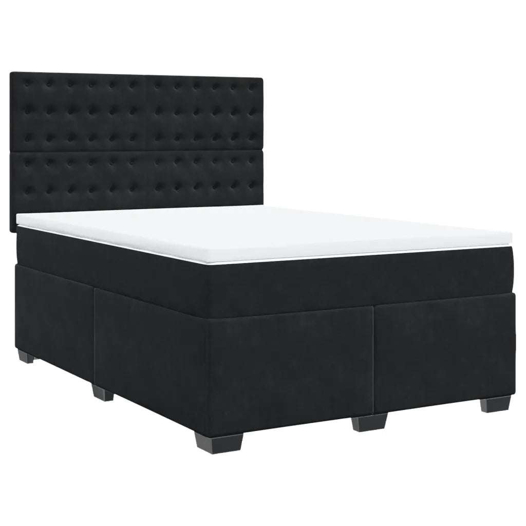 vidaXL Giroletto a Molle con Materasso Nero 160x200 cm in Velluto