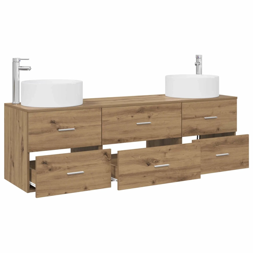 Set di mobili per il bagno 3 pz Rovere Artigianale 3405946