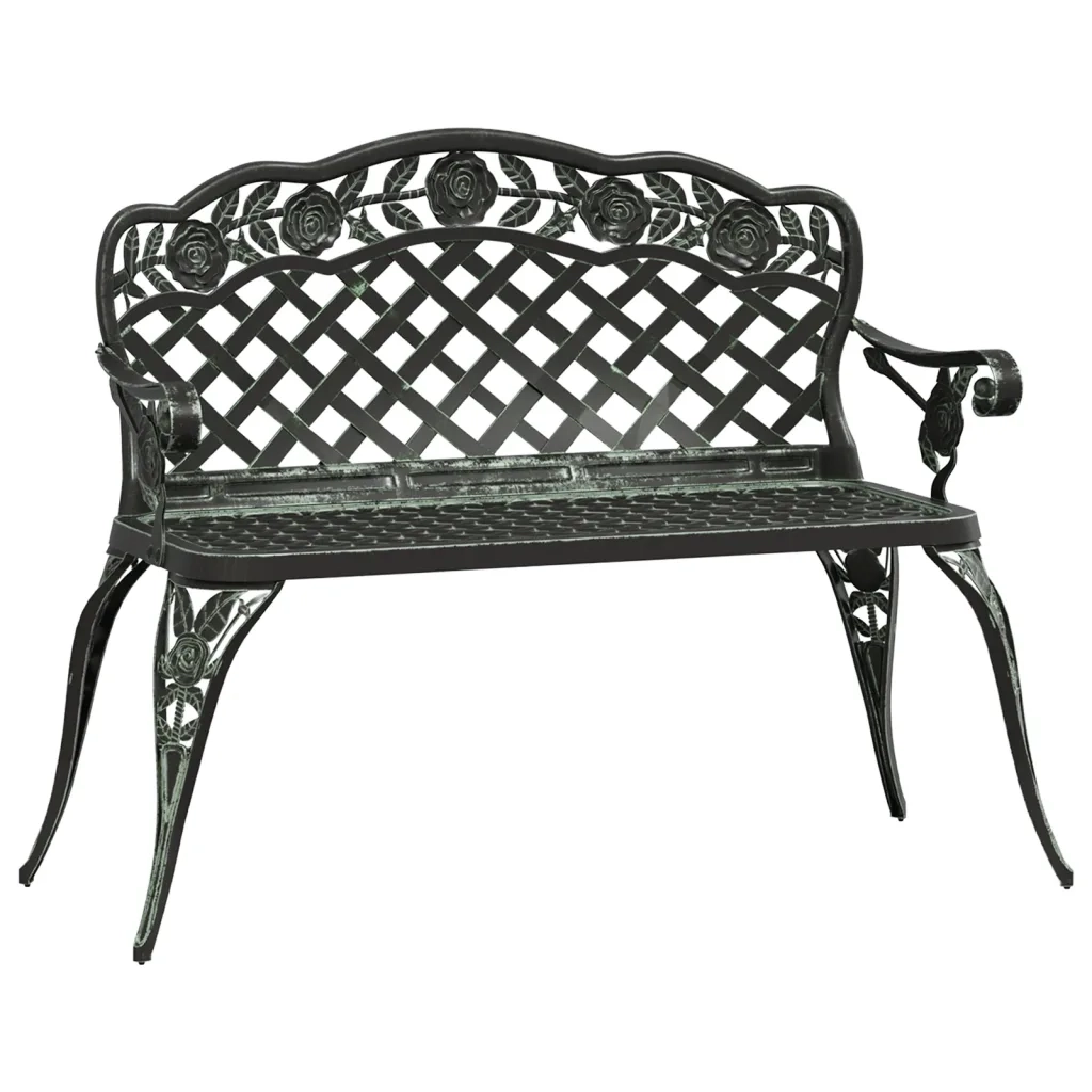 Panchina da Giardino 108 cm in Alluminio Pressofuso Verde 317741