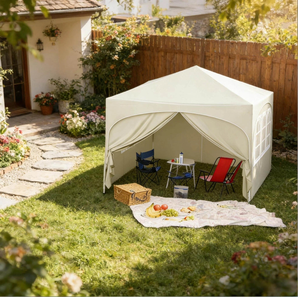 Gazebo pieghevole 3x3 m beige con struttura in metallo