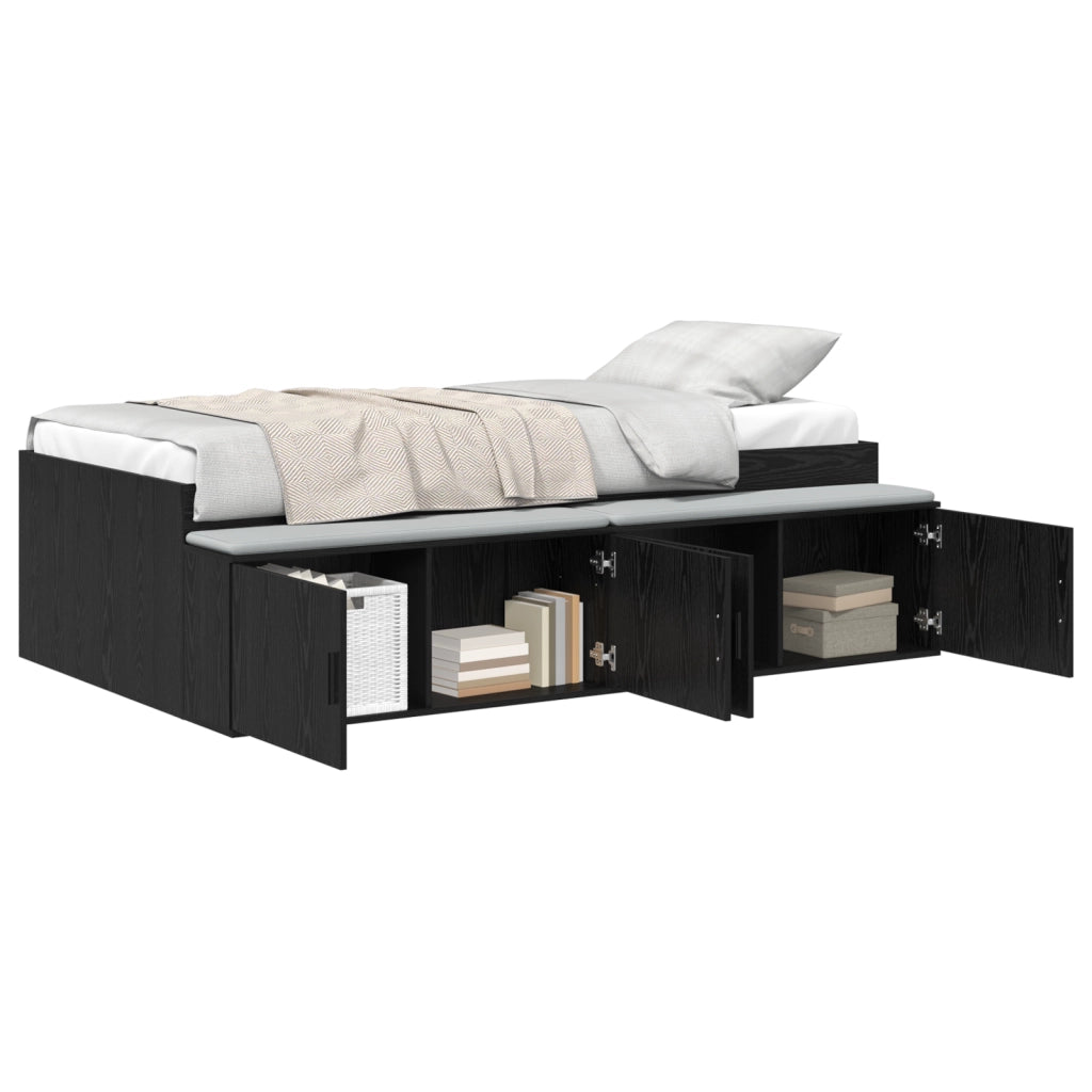 Letto con contenitore Rovere Nero 75x190 cm