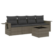 Set Divano da Giardino 5 pz | Set Salotto da Giardino con Cuscini Grigio in Polyrattan