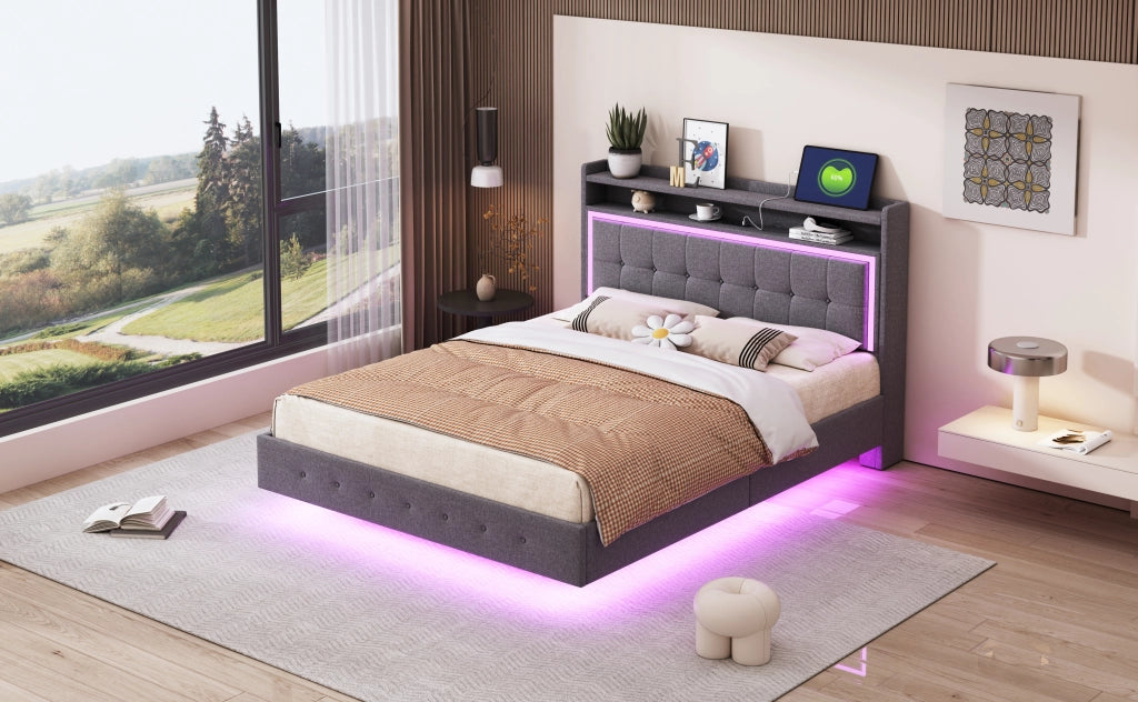 letto imbottito lino grigio 140 x 200 cm