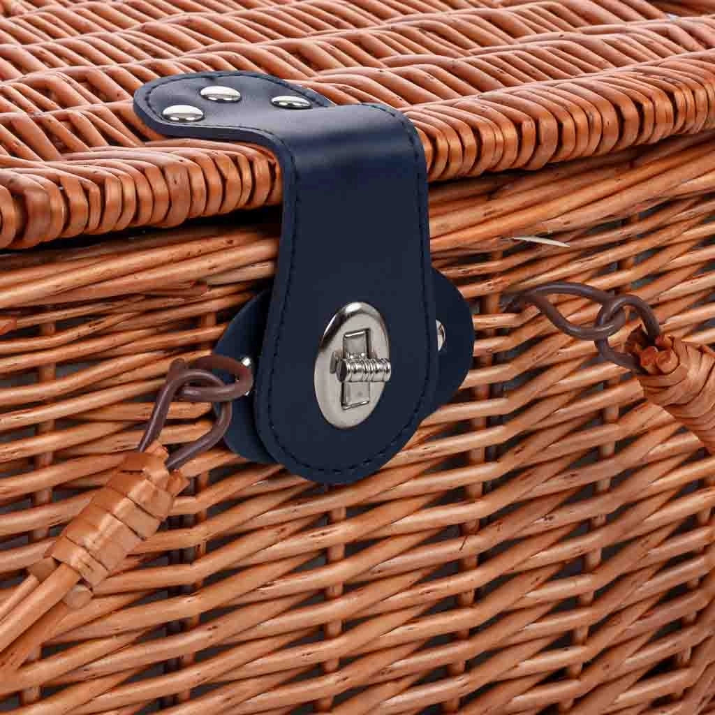 Cesto picnic 4 servizi blu navy 40x28x22h cm