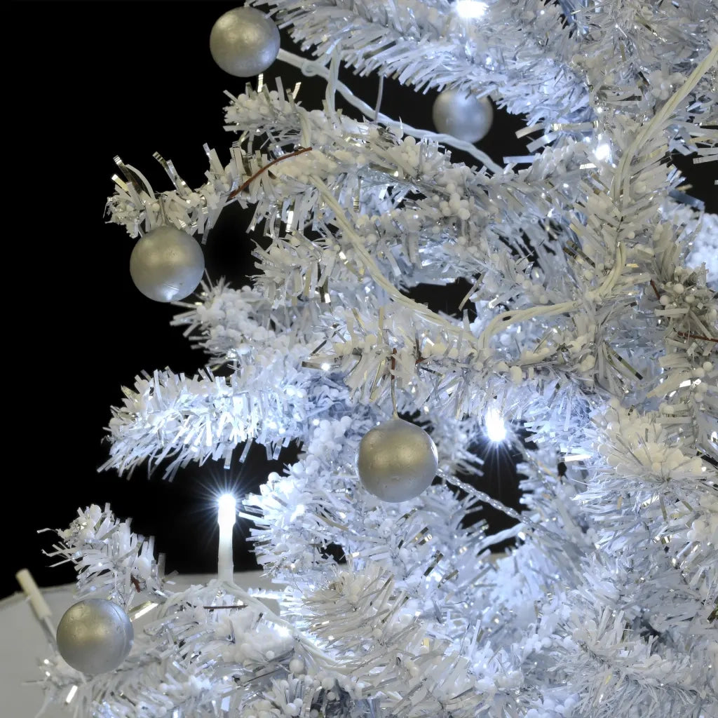 Albero di Natale | Decorazioni natalizie con Neve e Base a Ombrellone Bianco 170 cm