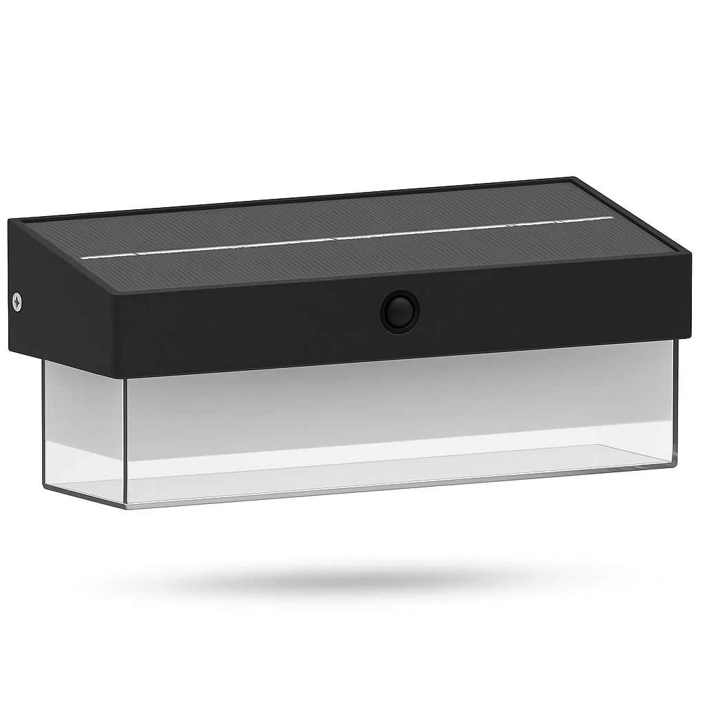 Applique solare LED da esterno con sensore di movimento IP54 1000lm luce fredda 6000K 3 modalità crepuscolare ricarica solare