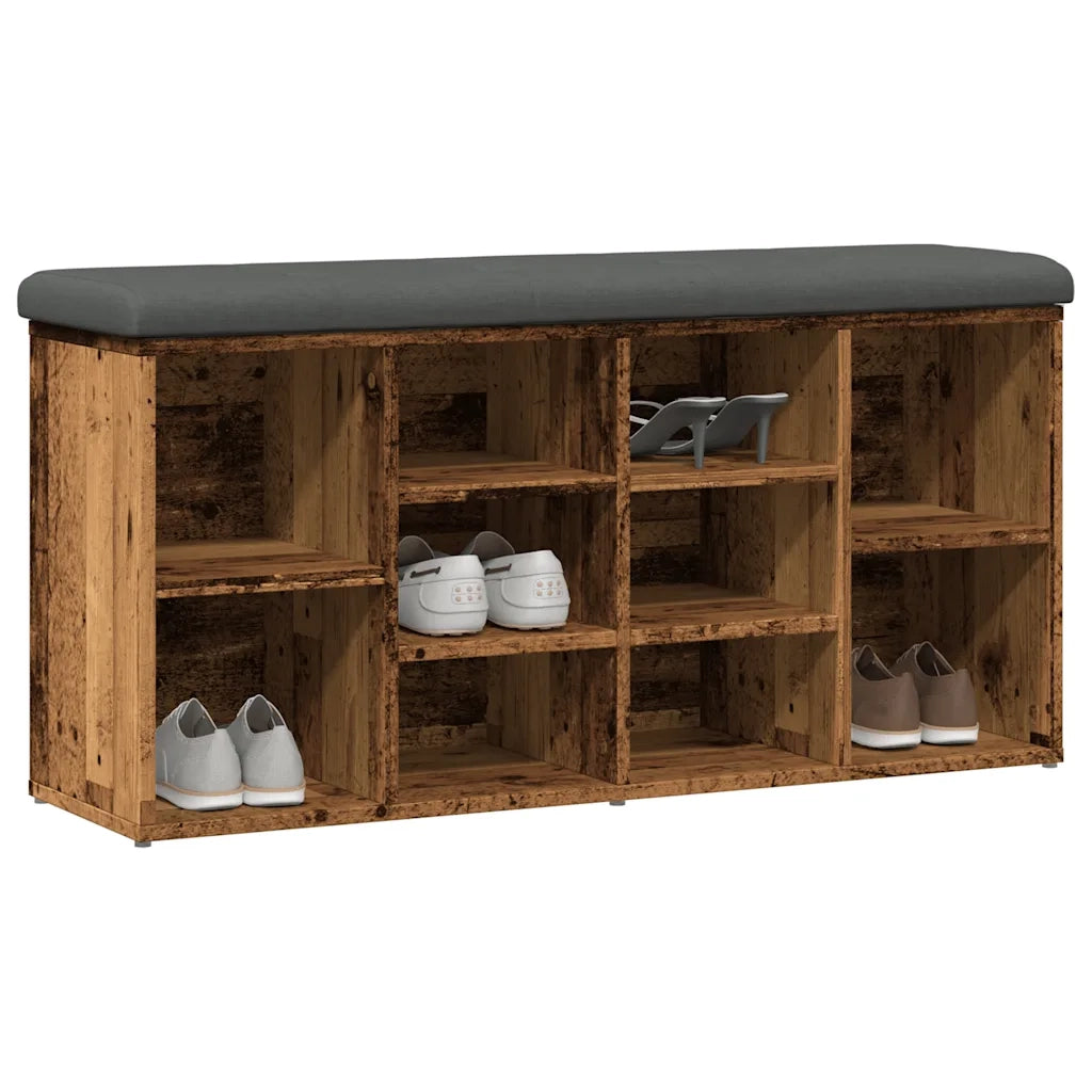 Panca Porta Scarpe Legno Antico 102x32x50 cm Legno Multistrato