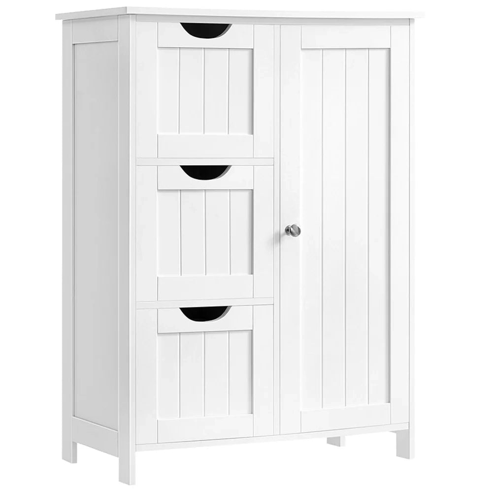 Mobiletto da bagno mobiletto con 3 cassetti e 1 armadietto ripiano regolabile in altezza 60 x 30 x 81 cm bianco 12_0006482