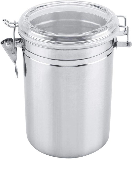 Contenitore di Stoccaggio 1900ml - Acciaio Inossidabile - Eterno - Coperchio Translucido - Conservazione Alimentare - Duraturo - Contenitore Alimentare