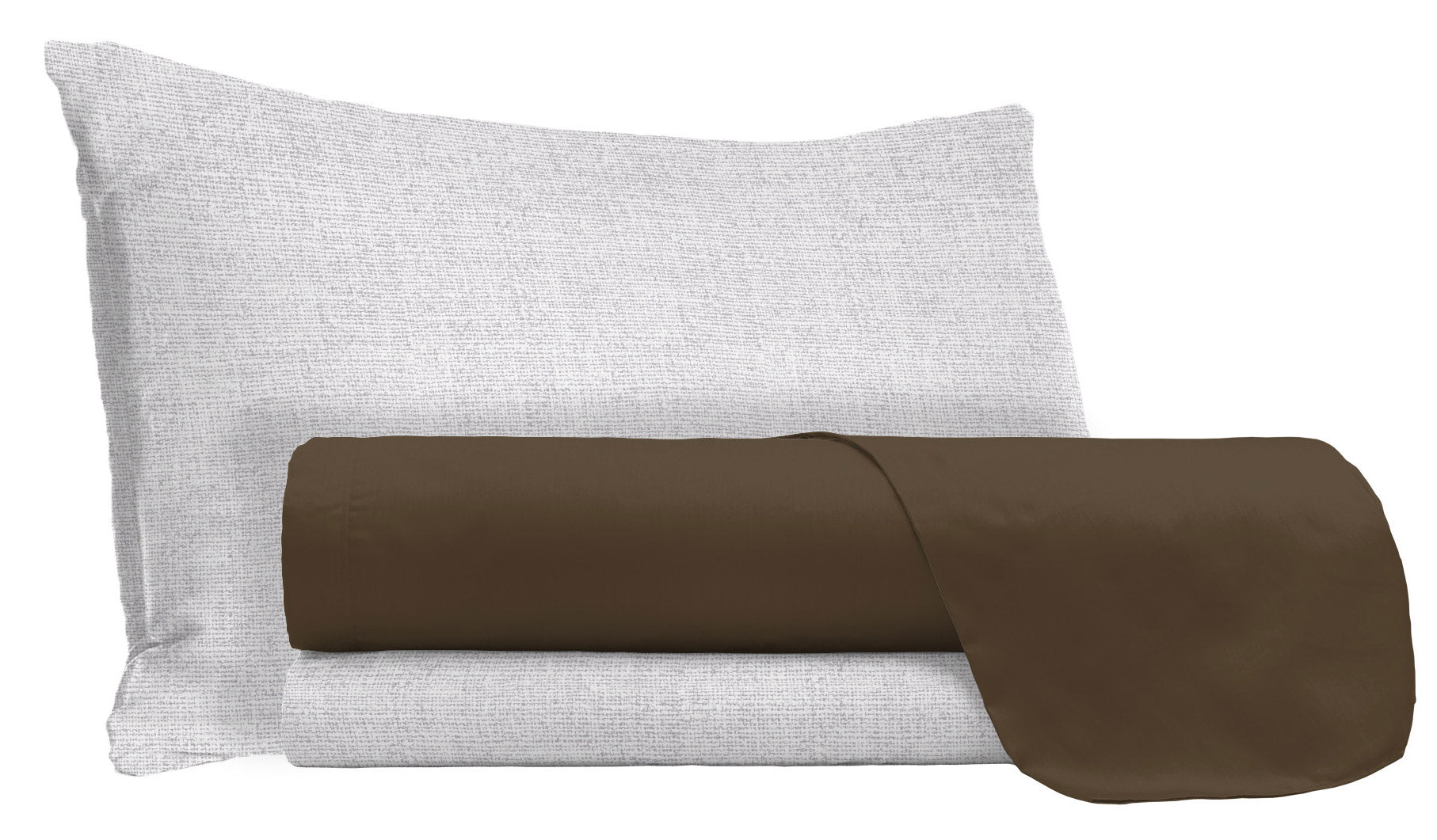 Set Lenzuola Singolo Sopra Sotto e Federe in Cotone Cioccolato