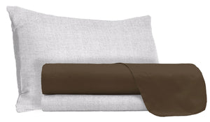 Set Lenzuola Singolo Sopra Sotto e Federe in Cotone Cioccolato