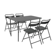 Set tavolo da giardino bistrot in acciaio con 4 sedie pieghevoli,