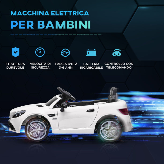 Macchina Elettrica per Bambini Licenza Mercedes SLC 300 con Telecomando Bianco