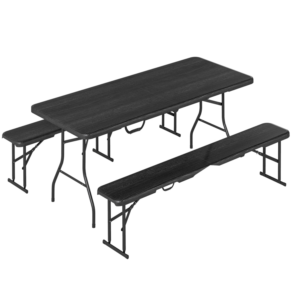 Tavolo pieghevole da giardino con panche ¨C zephmum ¨C nero, 180 cm