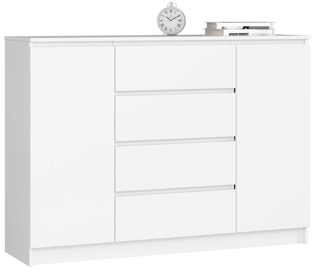 Cassettiera AKORD K140 Bianca 138 cm 2 ante 4 cassetti 138x40x99 cm