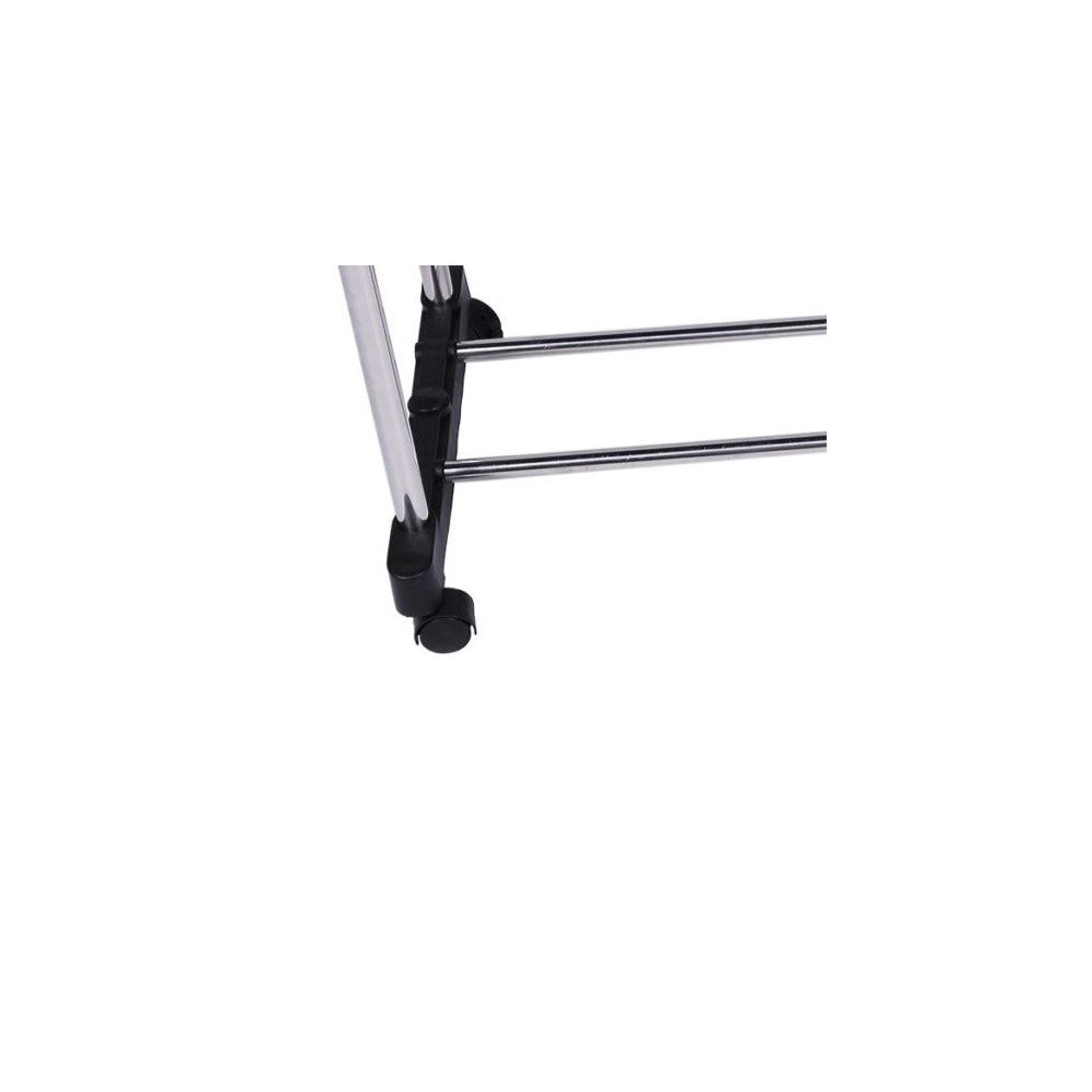 Trade Shop - Appendiabiti Allungabile Telescopico Doppio Con Ruote E Vassoio 80x40x80/155cm -