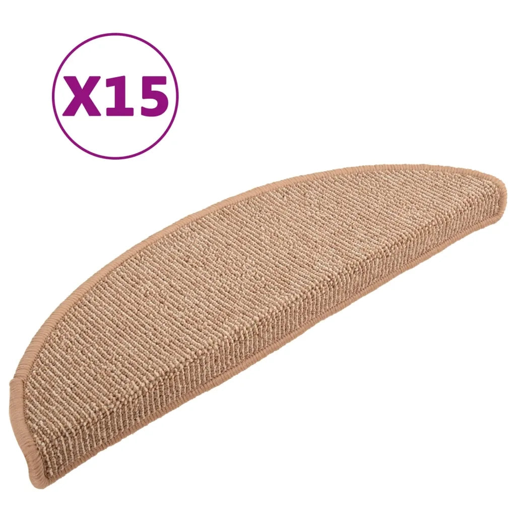 Tappetini per scale 15 pz | Gradini per Scale 56x17x3 cm Marrone chiaro Semicircolari