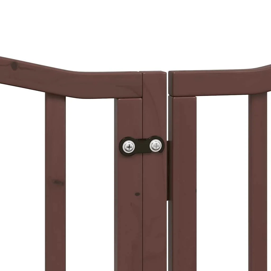 Cancelletto di sicurezza per animali domestici porta pieghevole 9 pannelli legno di pioppo marrone 02_0023276