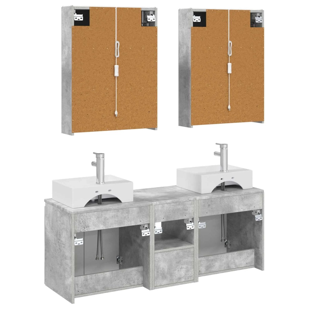 Set di Armadi da Bagno 5 pcs Grigio Cemento 3406410