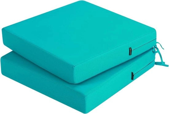 Cuscino per sedile acqua resistente per esterni - set da 2 - azzurro cielo - 50 x 50 cm