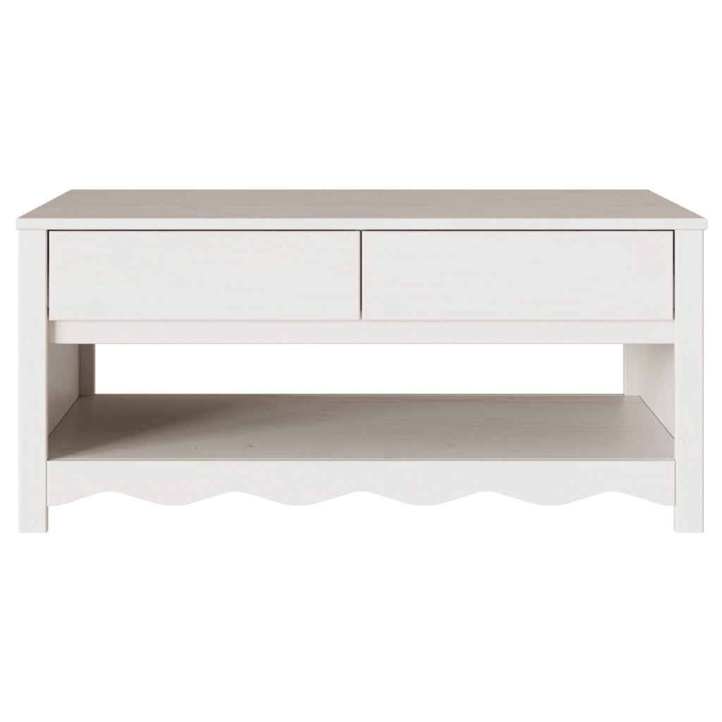 Tavolino da caffÃ¨ "DRAMMEN" Bianco 99x55x45 cm in Legno di Pino