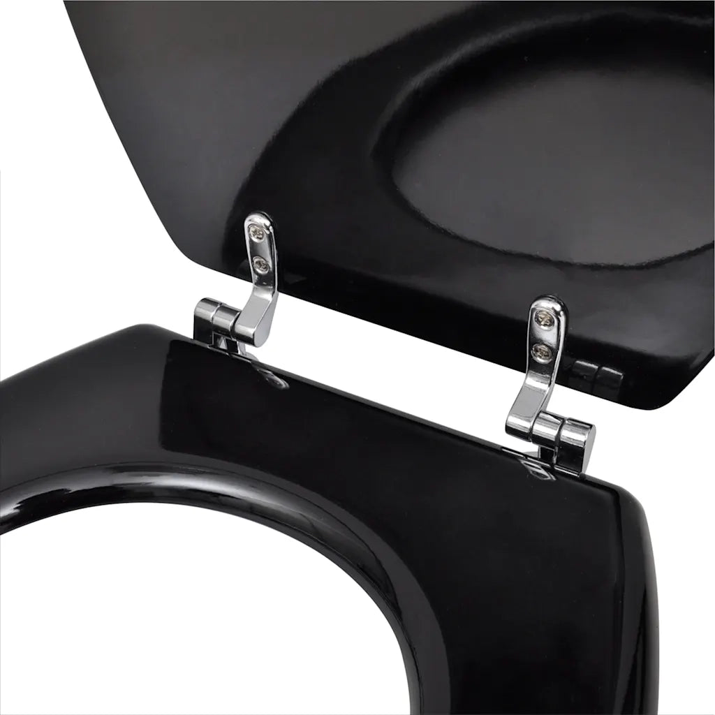 Sedile WC in MDF con Coperchio Design Semplice Nero 140802