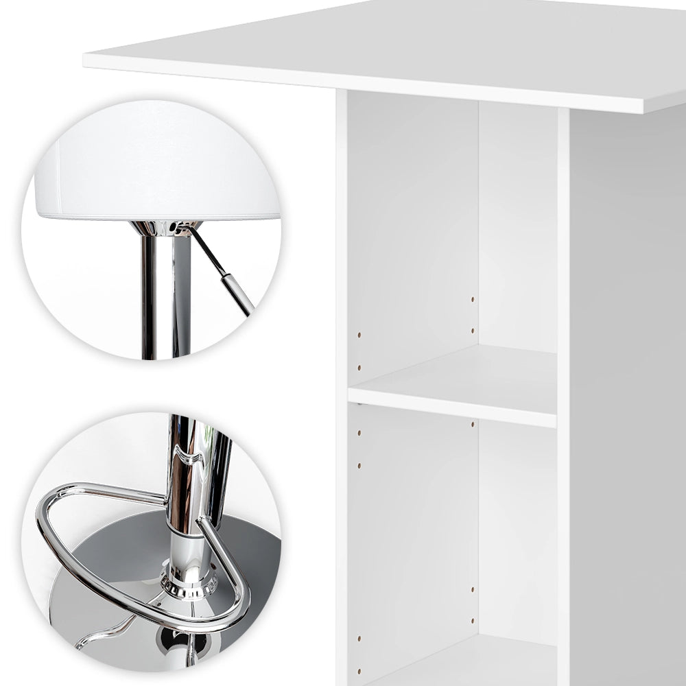 Vicco Tavolo bar con sgabelli Bianco 70 x 70 cm con 2 sgabelli da bar