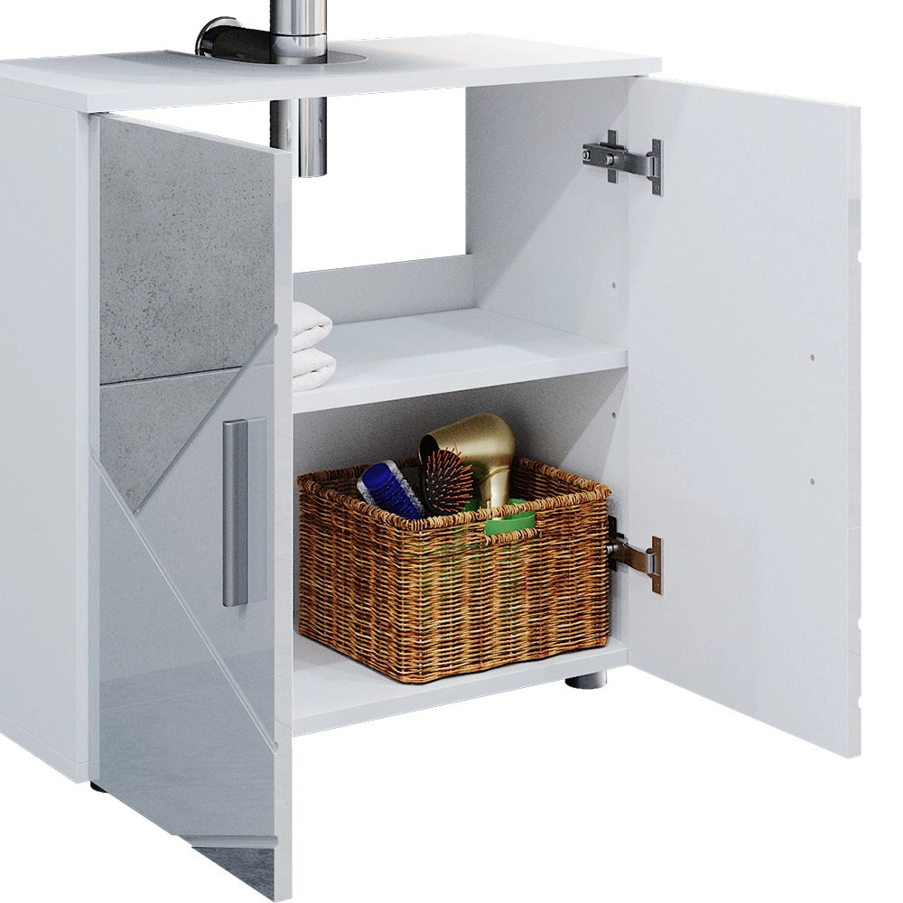 Vicco Set mobili bagno Bianco lucido con inserti 3 pezzi, con base 60 cm
