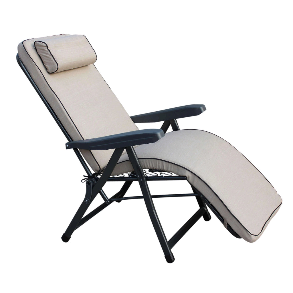 Poltrona Sdraio relax reclinabile in Tessuto Acciaio cm 155x60x60 - MORTY