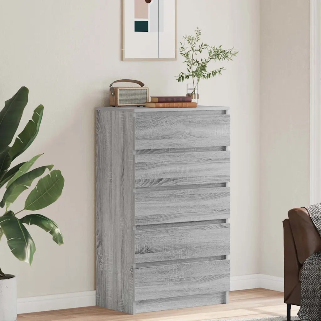 Cassettiera Grigio Sonoma 60x36x103 cm in Legno Multistrato
