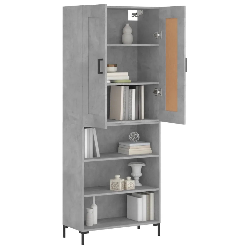 Credenza-Buffet-Armadio da cucina Grigio Cemento 69,5x34x180 cm in Legno Multistrato 398133