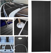 Pavimento in schiuma Eva con copertura in teak - Mat antiscivolo per imbarcazioni - Tappetino autoadesivo per rivestimento imbarcazioni - Grigio scuro - 240x90cm.