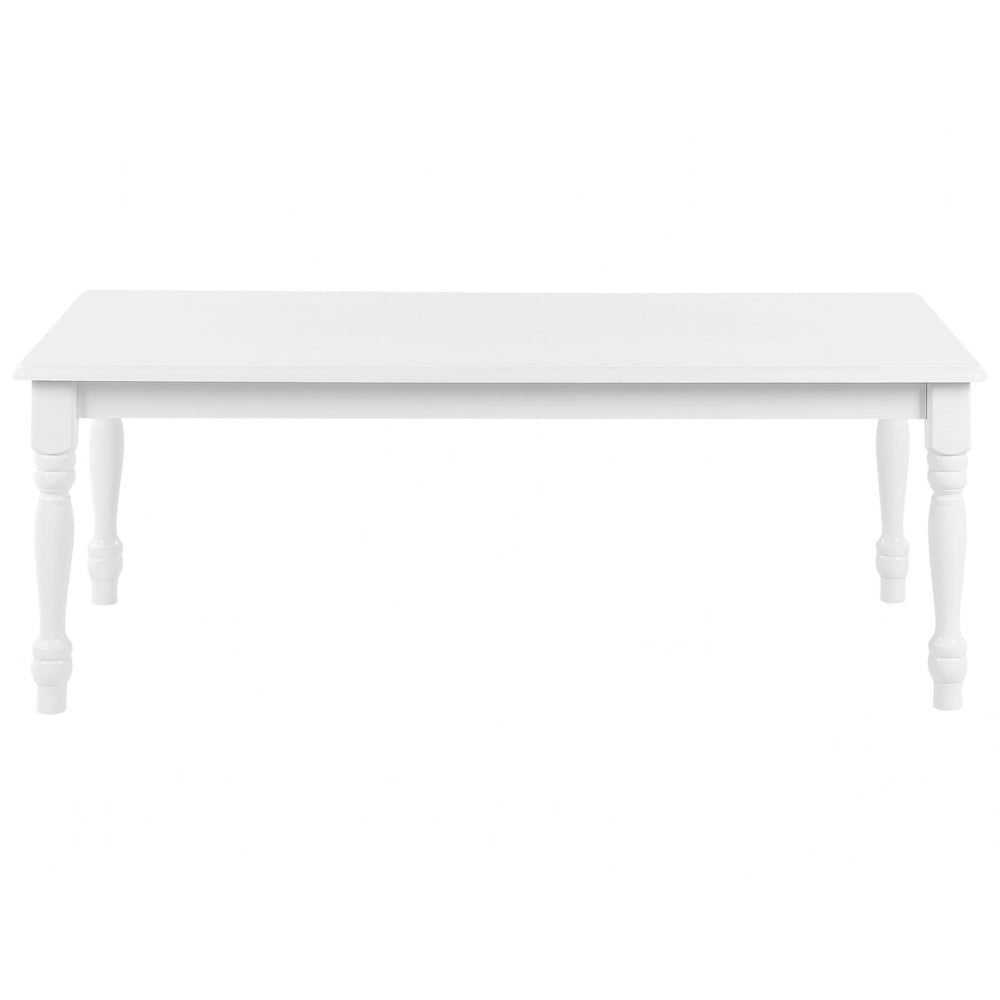 Tavolino da caffè MDF bianco in legno di gomma 120 x 60 cm gambe tornite mobili da soggiorno dal design vintage chic