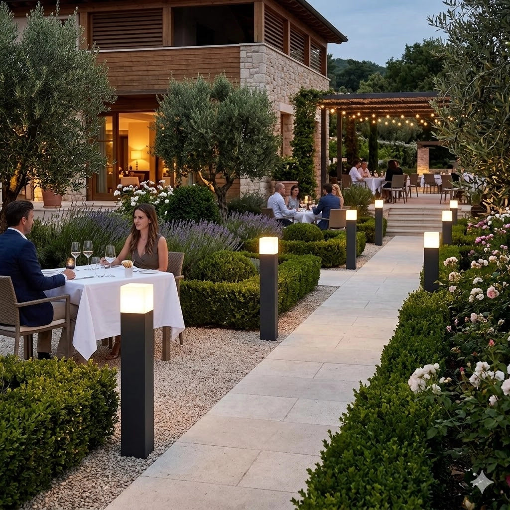 Lampioncino da Giardino E27 Nero 74 cm Paletto Luce Esterno Moderno per Vialetti e Ingressi Attacco E27 Alluminio Diffusore Opaco IP44