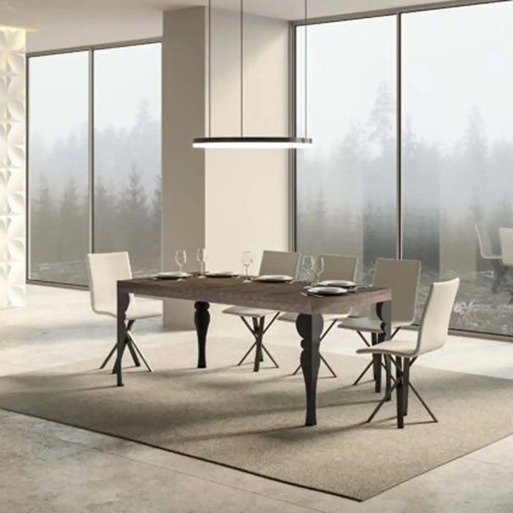 Tavolo allungabile 180/440x90 cm Paxon colore noce gambe antracite