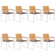Sedie da Giardino con Cuscini 8 pz in Legno Massello di Teak cod mxl 8687