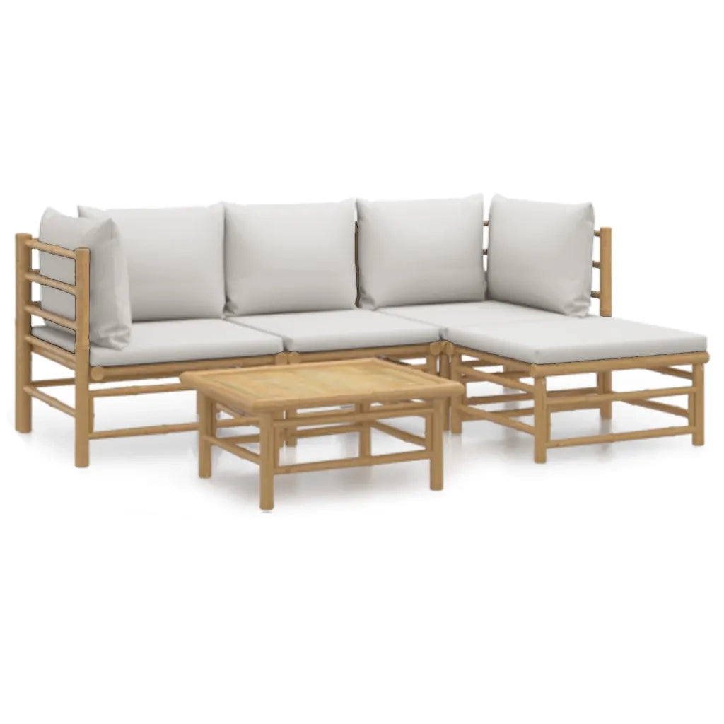 Set Salotto da Giardino 5pz con Cuscini Grigio Chiaro BambÃ¹
