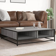 Tavolino Grigio Sonoma 100x100x30 cm in Truciolato e Metallo 848777