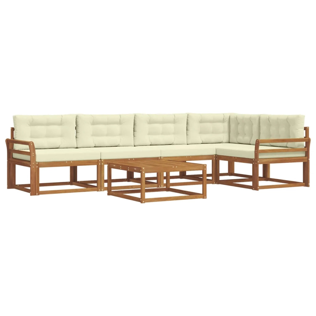 Set di divani da esterno con cuscino 6 pcs Naturale e Crema