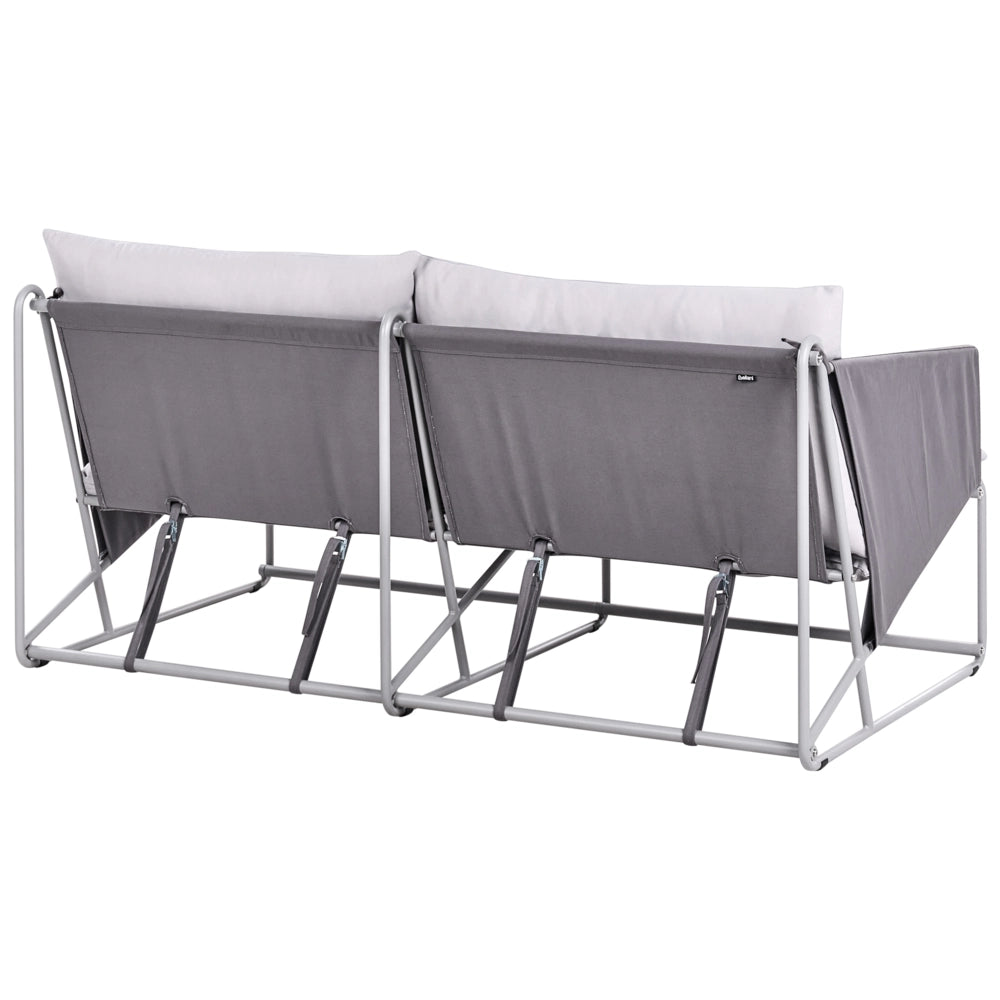 Divano basso oversize in metallo con cuscini schienale e seduta Arredamento da interno ed esterno Giardino Grigio stile moderno e rustico