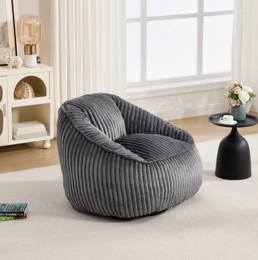 Poltrona a sacco 46x43x29 cm in ciniglia grigio scuro, memory foam –