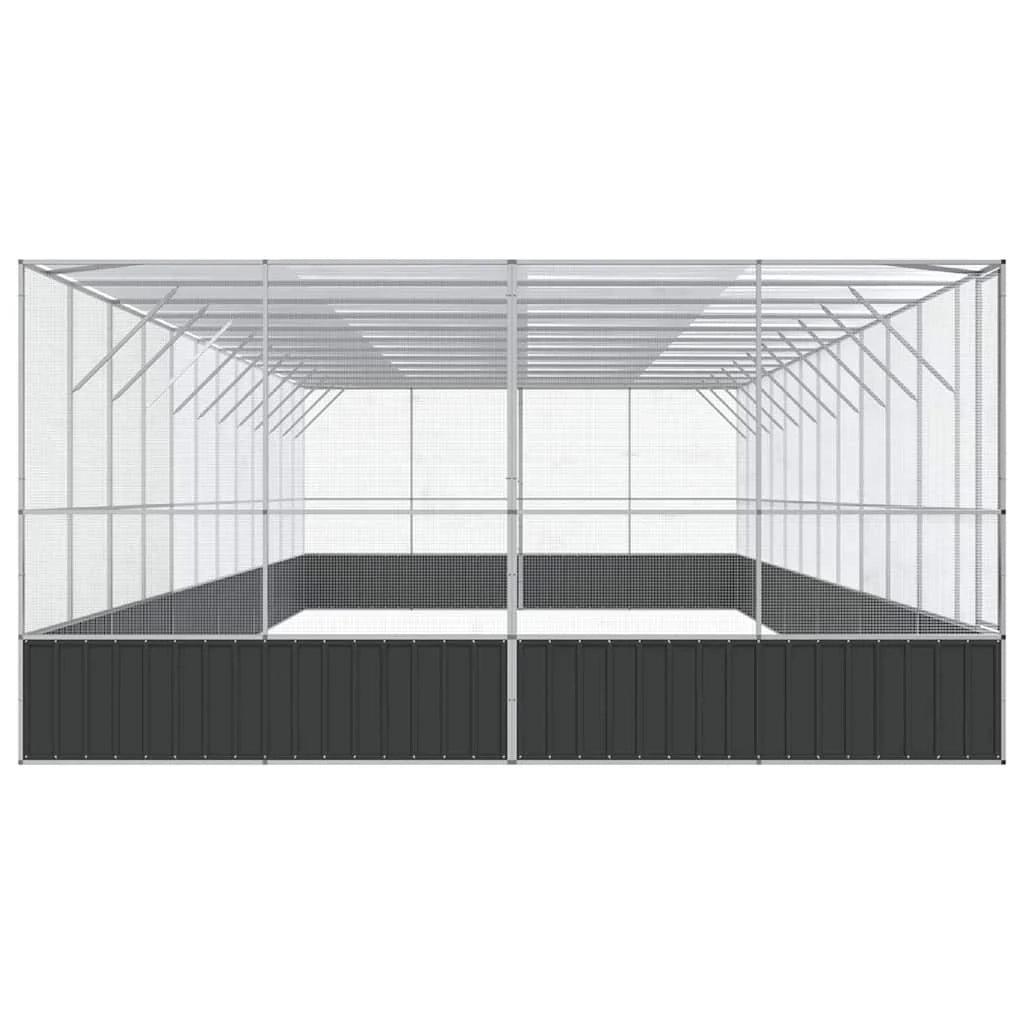 Voliera a gabbia con estensione in argento 1246 x 414 x 212 cm acciaio argento 02_0045649