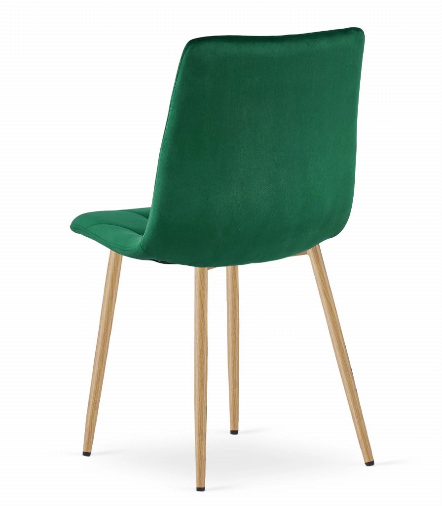 Sedia Valora TYRA in velluto verde scuro con gambe color legno x2