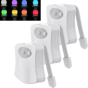 Set di 3 lampade da notte per bagno con rilevamento movimento - 16 colori - con vetro da wc - batterie - illuminazione bagno - toilette.