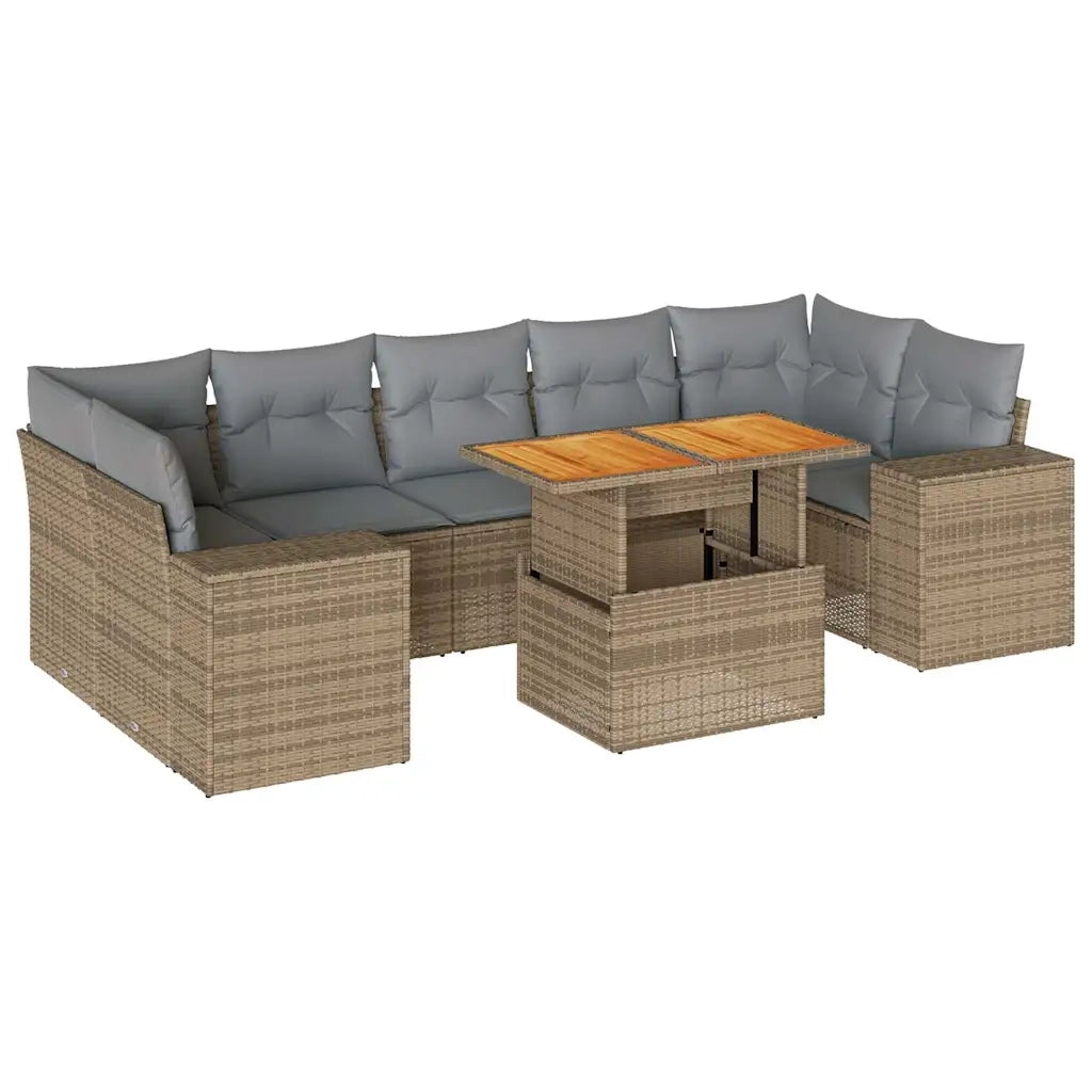 Set Divano da Giardino 8 pz con Cuscini Beige in Polyrattan 3327349