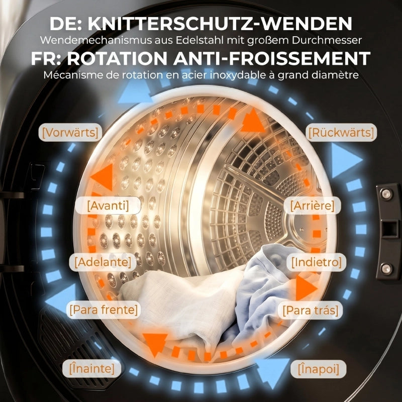 Asciugatrice compatta a ventilazione da 1000 W con modalit¨¤ extra dry ed ECO, timer e impostazioni di temperatura, nera